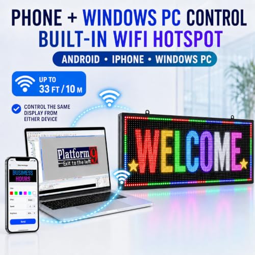 Image of CX P10 Outdoor LED Scrolling Sign, 39 x 14 in, IP65, 6000 Nits