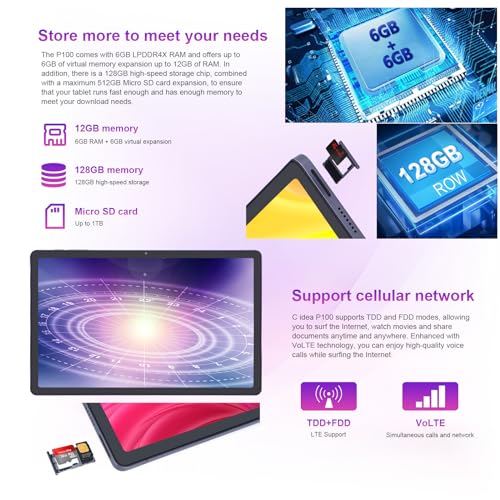 Image of C idea 11 inch Tablet, Android 13 Tablets 12GB+128GB (1TB TF),1200x2000 FHD 2K Split-Screen,13MP+5MP Camera, 8000mAh Battery with Type-C Fast Charging,Octa-core CPU Tablet Support Face Unlock-Gray