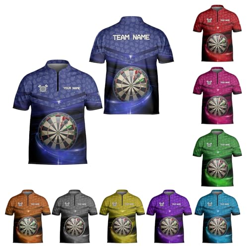 Custom Dart Shirts Men Jersey Personalized Darts Shirts for Men 3D Darts Bowling Jersey Dartboard Shirt Short-Sleeve (Cotton, Style 11)