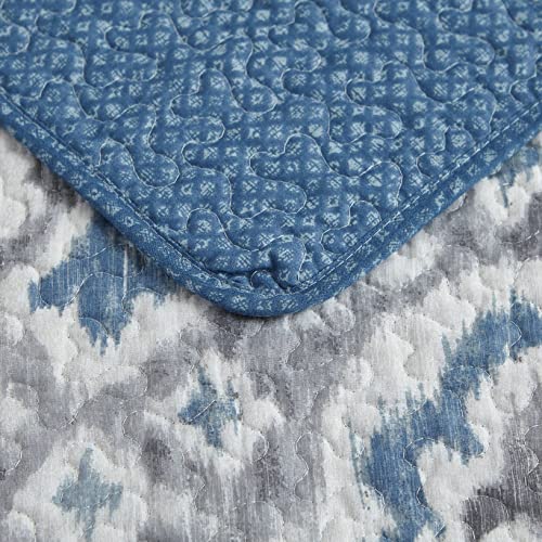 Tommy Bahama Home Quilt Set Reversible Cotton Bedding With Matchin Sham, All Season Home Decor, Twin, Cape Verde Smoke Grey/Blue #TOP3