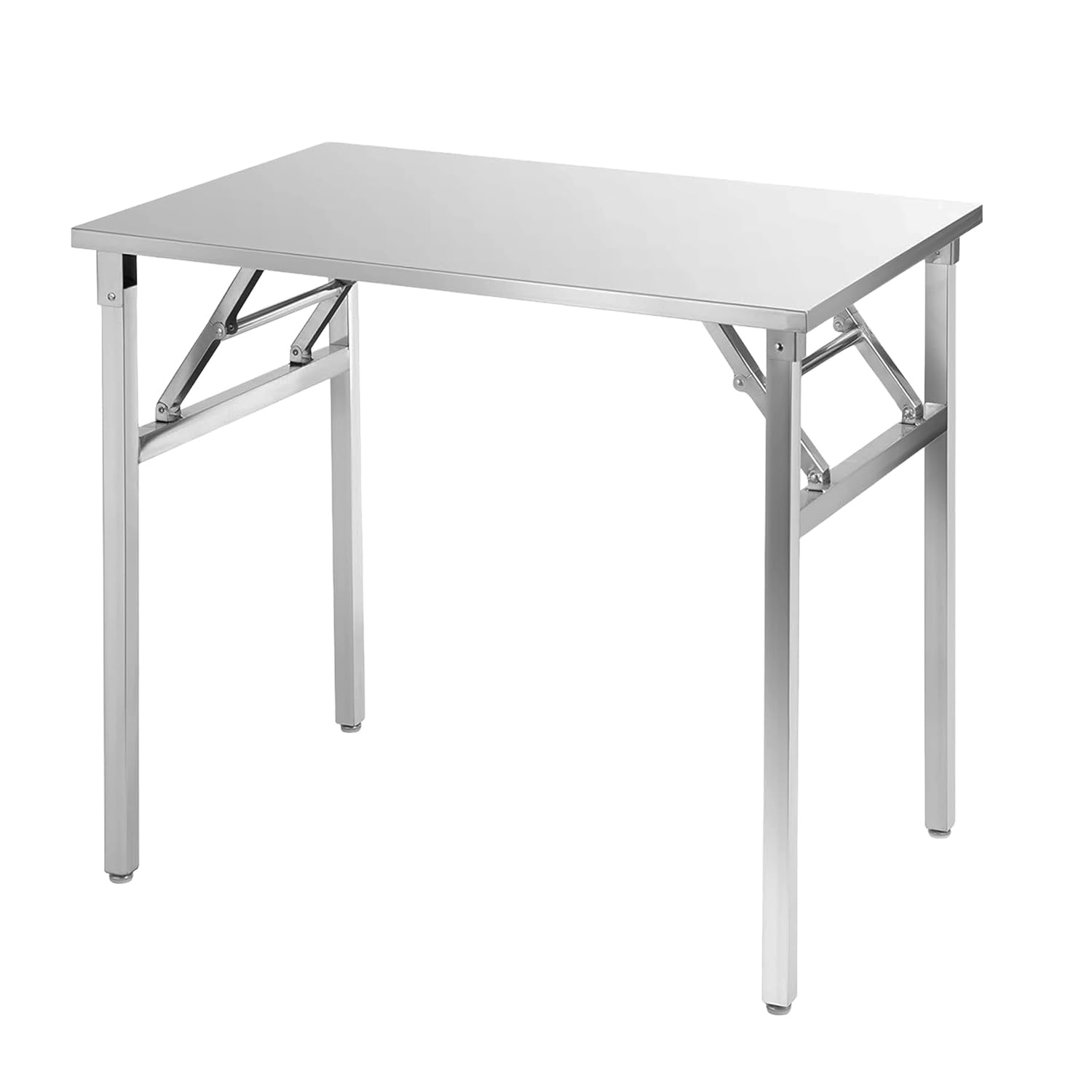 Table de travail pliante en acier inoxydable, 100 x 60 cm, charge jusqu'à 200 kg, table de cuisine en acier inoxydable, table de restauration, pliable, table de service