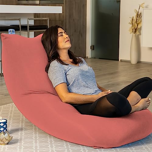 Yogibo Short Bean Bag Chair For Teens, Adults, Plush, Soft Lounge Beanbag For Gaming, Reading, And Relaxing, Removable, Washable Outer Cover, Coral #TOP3