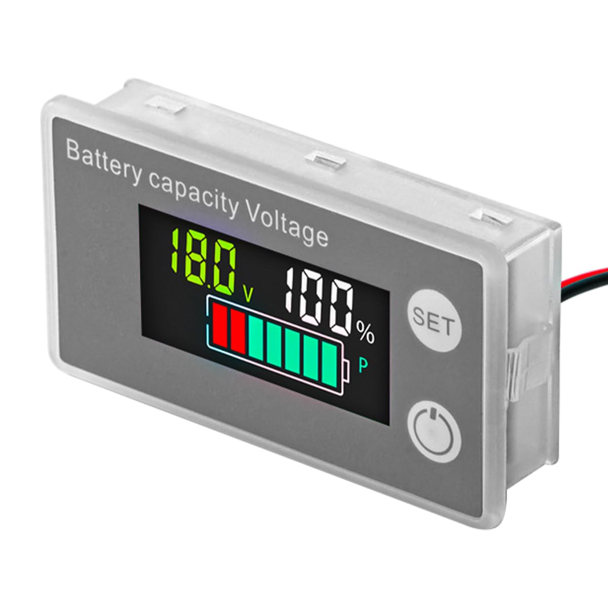 DollaTek Misuratore di tensione della batteria del monitor 8-100V con rilevamento della temperatura dell'allarme di bassa pressione Display percentuale potenza digitale per display della dell'auto