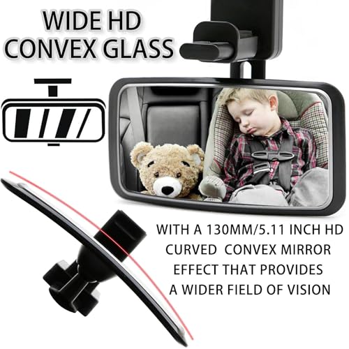 Miniatura 5 de Hshenjhu Espejo Coche Bebé Asiento Trasero, Espejo Coche Bebé Retrovisor A Prueba De Roturas, Reflejar Retrovisor Auto Bebe 360 Ajustable Giratorio Y Universal Para Ver Al Asiento Trasero Bebe,Negro