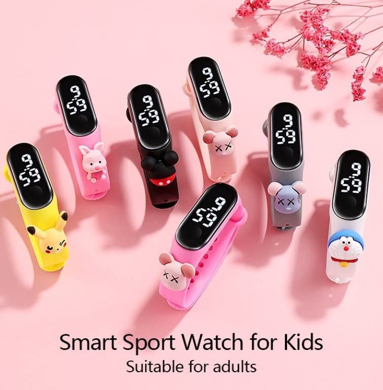 Image of Crackles Digital Dial Stylish and Fashionable Wrist Smart Watch Band for Kids, Rakhi, Colorful Cartoon for Boys & Girls and Birthday Return Gifts- Pack of 5 Random desogns