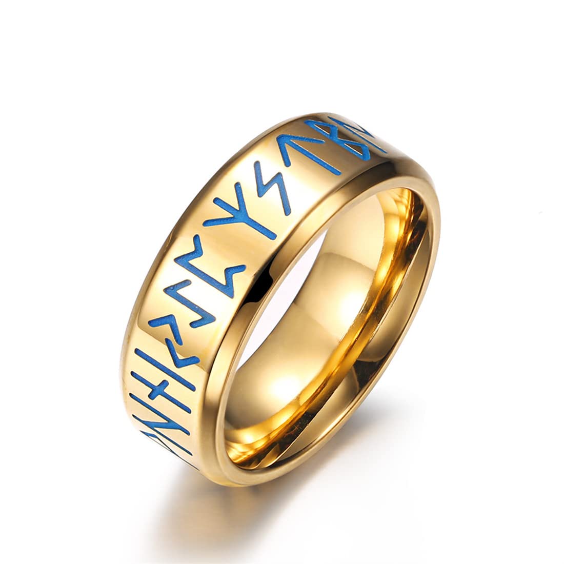 Bague lumineuse texte viking scandinave fini les bijoux ternes anneau rune gothique d'or