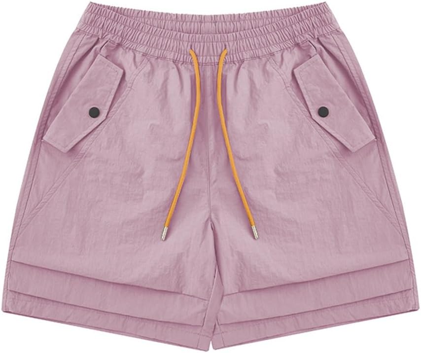 JSEIAJB Pleated Thin Pocket Work Shorts Men's Loose Fit Five Pants