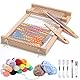 FYSL Webrahmen Kinder von 4–12, Holz Webstuhl Set 19x29 cm, Kreatives DIY Weben inkl. Webschiffchen & Farbverlauf Wolle, Genug Garn zum Stricken, Ideal für Schule & Anfänger