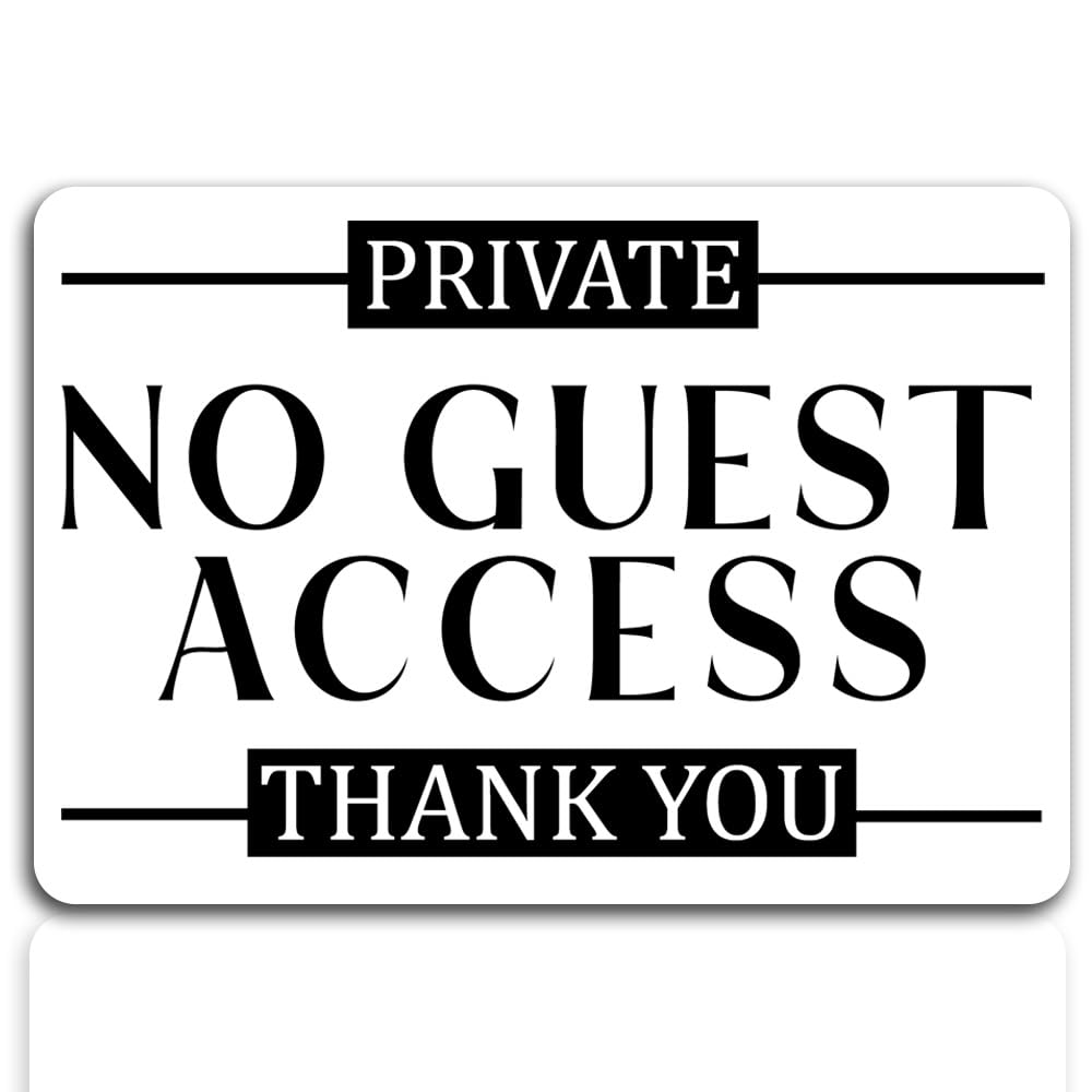 PRIVATE NO GUEST ACCESS Door Sign for Business, Offices, Restaurants, Hotels, Rest Stops, Public Restrooms, Warning Sign for Business, (White Acrylic 5 x 3.5 in), SSP19