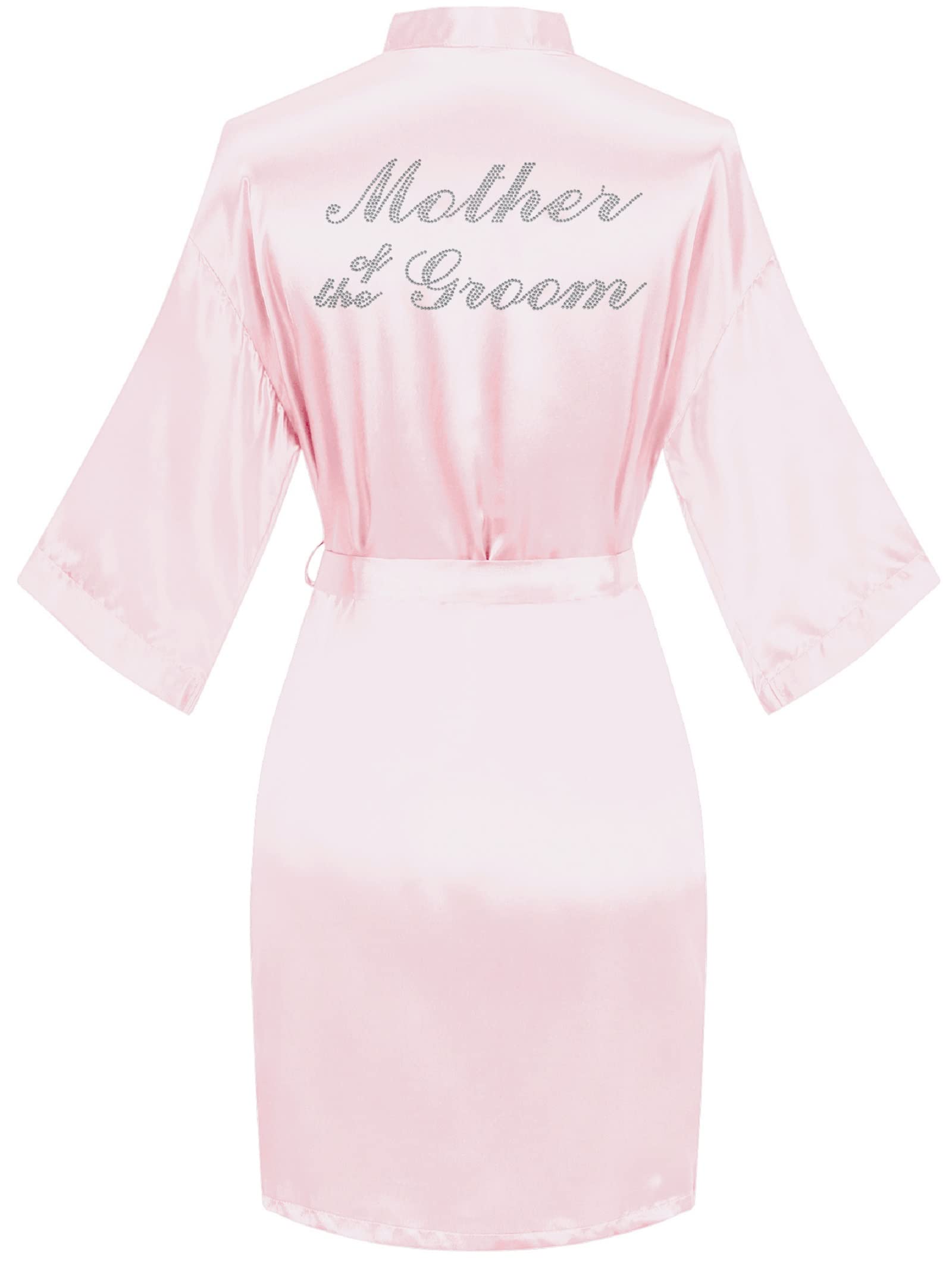 goodmansam Women's Silky Robes One Size Silver Rhinestones Bride Bridesmaid Sleepwear for Wedding Party Getting Ready
