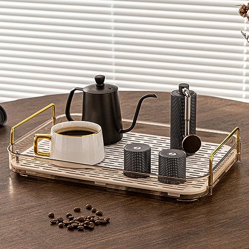 Coffee Bar Accessories, Station Organizers,Large Capacity Storage with Drain Board,Whisky Tray,Mug Tea Cup Holder Coffee Bar Organizer,Amber Gold by YCIA&DONE - Image 2