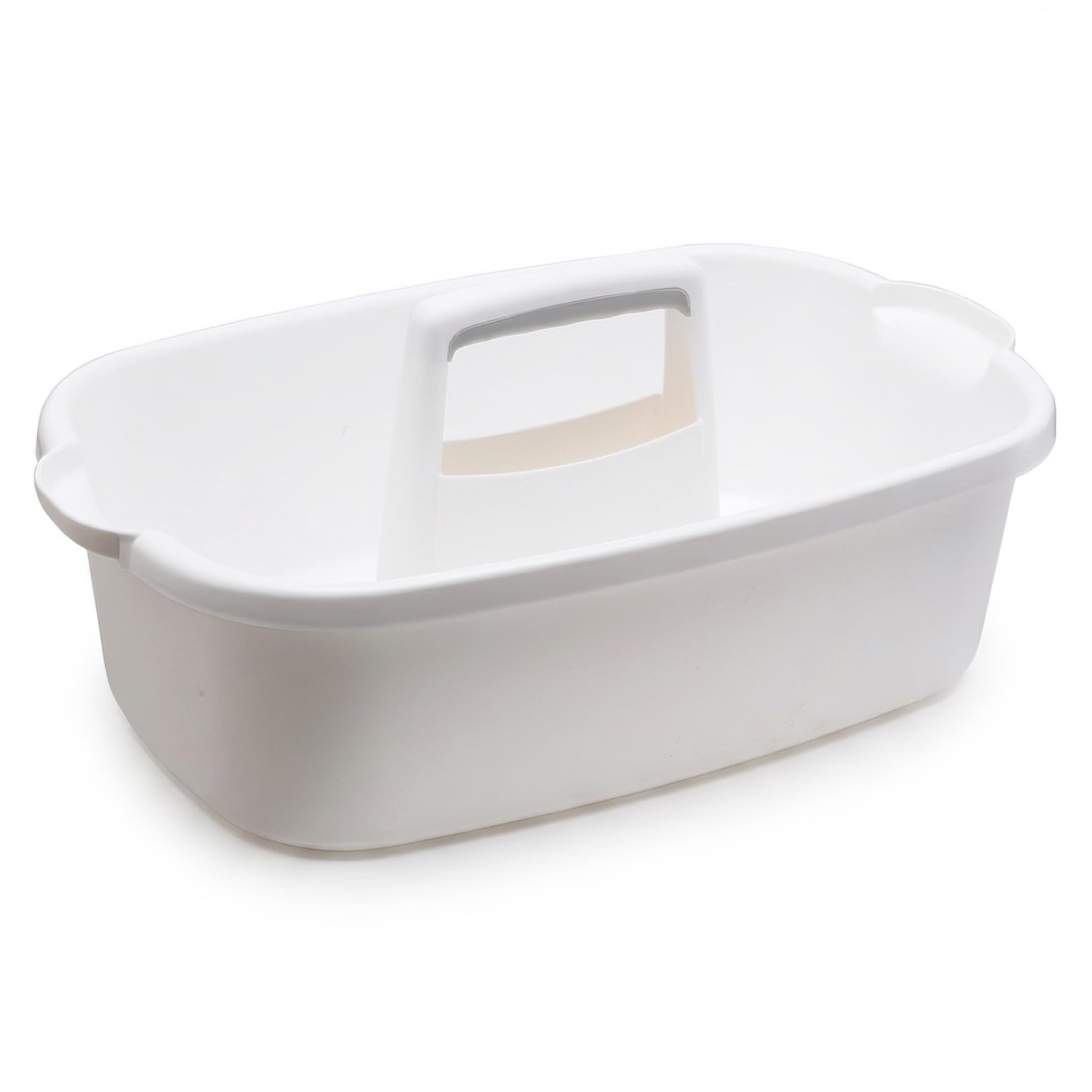 Organizer per la pulizia con manico, contenitore per doccia portatile in plastica, bianco