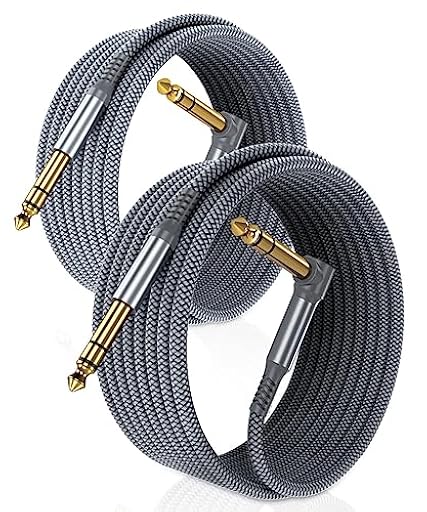 RUXELY Cable Instrumento 6.35mm TRS 3M 2-Pack,Lead Balanceado Audio Estéreo 1/4 Pulgadas Macho 6.3 Jack,Cord 6.35 para Guitarra Eléctrica,Bajo,Teclado,Mezclador,Amplificador Amp,Altavoz | Ya disponible en tu tienda friki favorita! En mundofriki.es!