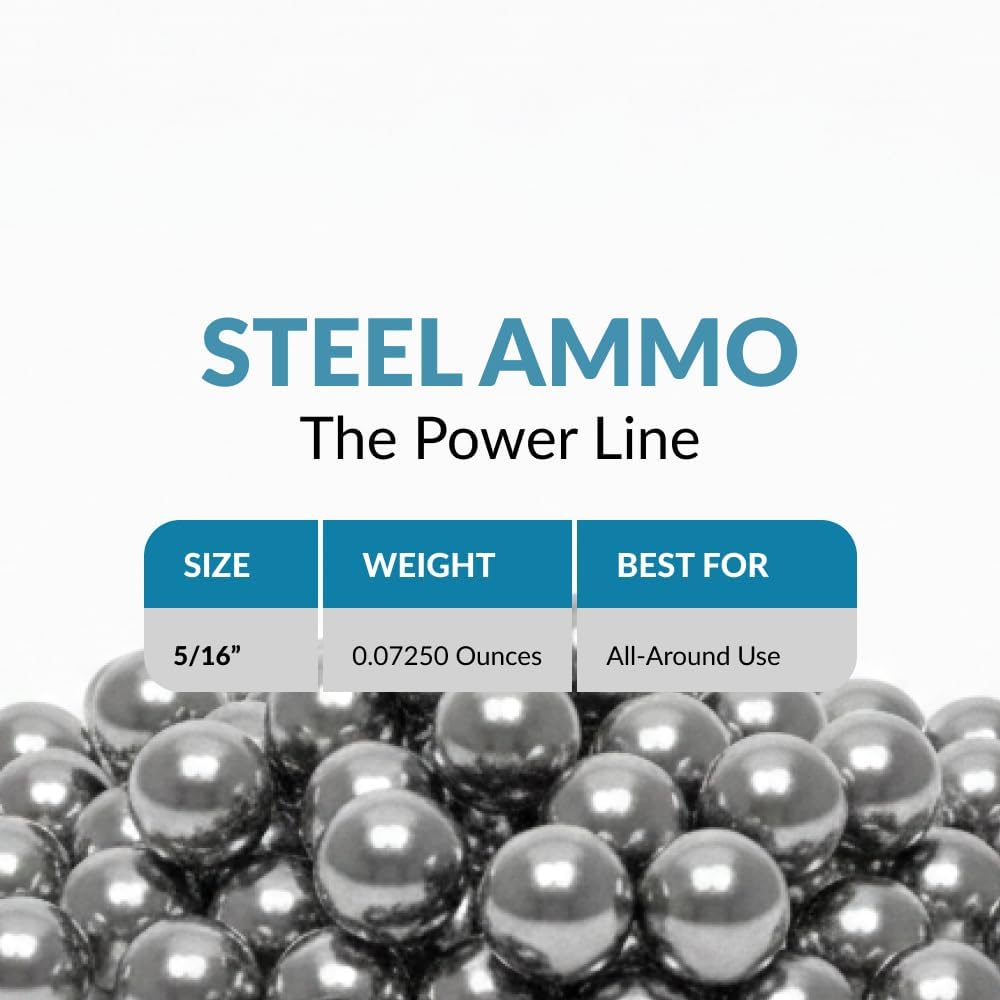 PGN Steel Slingshot Ammo - 5/16" Inch (0.3125" Caliber) - Straight & Precise Practice Ammo