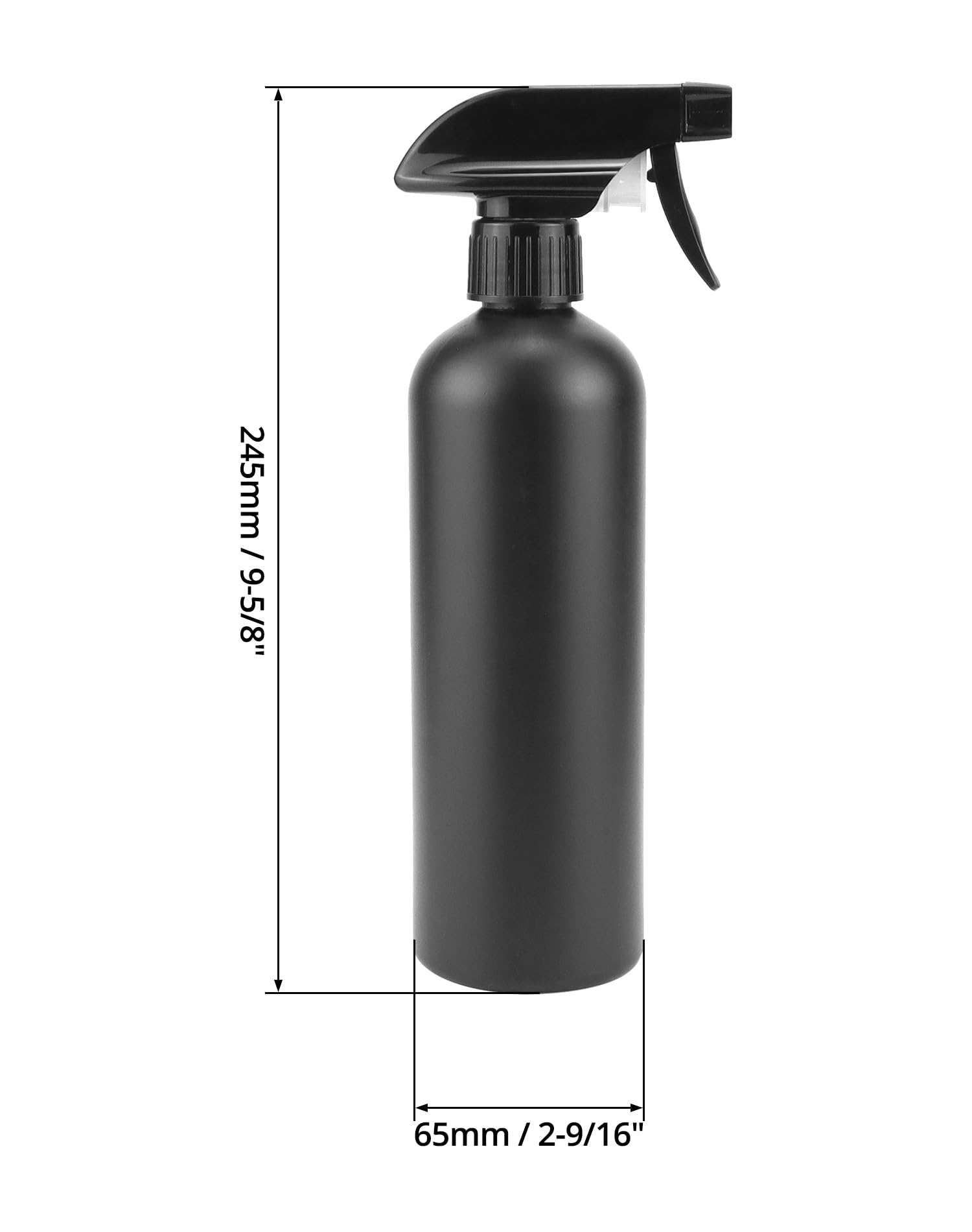 QWORK® Set da 4 flaconi spray da 500 ml, spruzzino nebulizzatore, nero, per acconciature, cura delle piante floreali, pulizia