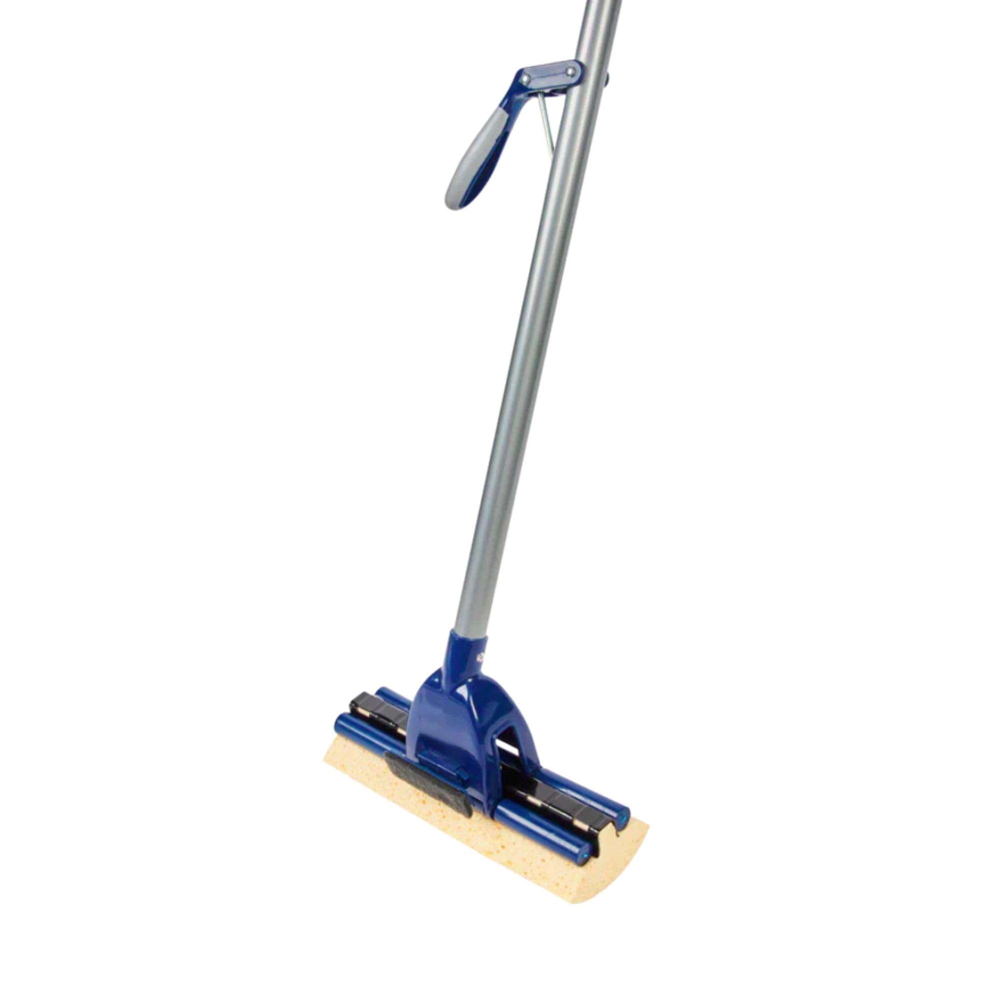 Restaurantware Clean tek - Mopa Profesional autoescurrida, 1 fregona de Esponja Absorbente, Mango de 48 Pulgadas, fijación Segura, Esponja de celulosa Azul, para Limpiar baños, cocinas y más