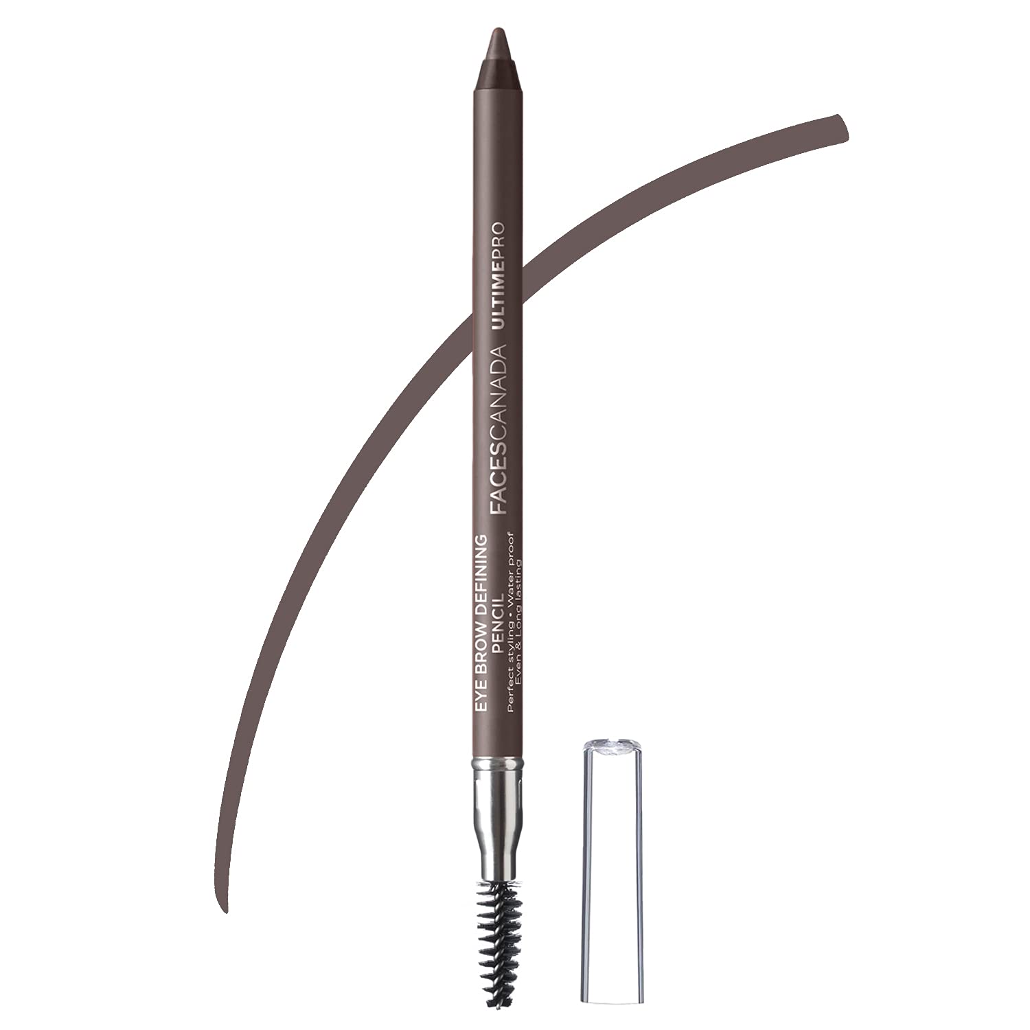 Faces Canada Brow Defining Pencil, Gel Gliding Formula, No Transfer, Waterproof, Long Lasting, Intense Color, Paraben & Mineral Oil Free, Brown Color, 0.04 Oz
