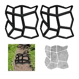 Relaxdays tuinpad mal set van 2, DHZ ontwerp van tuintegels, beton gietvorm, HBD: 4x42x42 cm, betonmal, kunststof, zwart