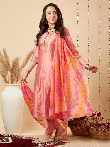 Image of ANNI DESIGNER Women's Cotton Blend Kurta with Pant & Dupatta