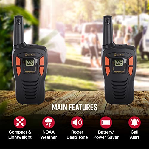 Cobra Acxt145 Compact Walkie Talkies For Adults - Rechargeable, Lightweight, 22 Channels, Long Range 16-Mile Two-Way Radio Set (2-Pack), Black #TOP1