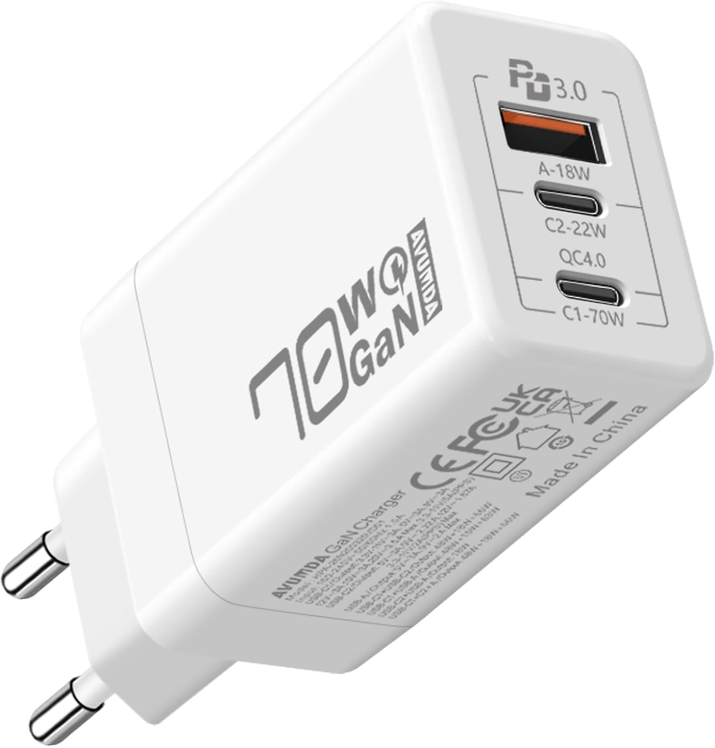 Caricatore USB C PD3.0 GaN Rapido Alimentatore 3 Porte per MacBook Pro Air M1 M2 Dell XPS iPhone iPad Pro Air Google Pixel Samsung Galaxy S23 Ultra Plus S22 Steam Deck