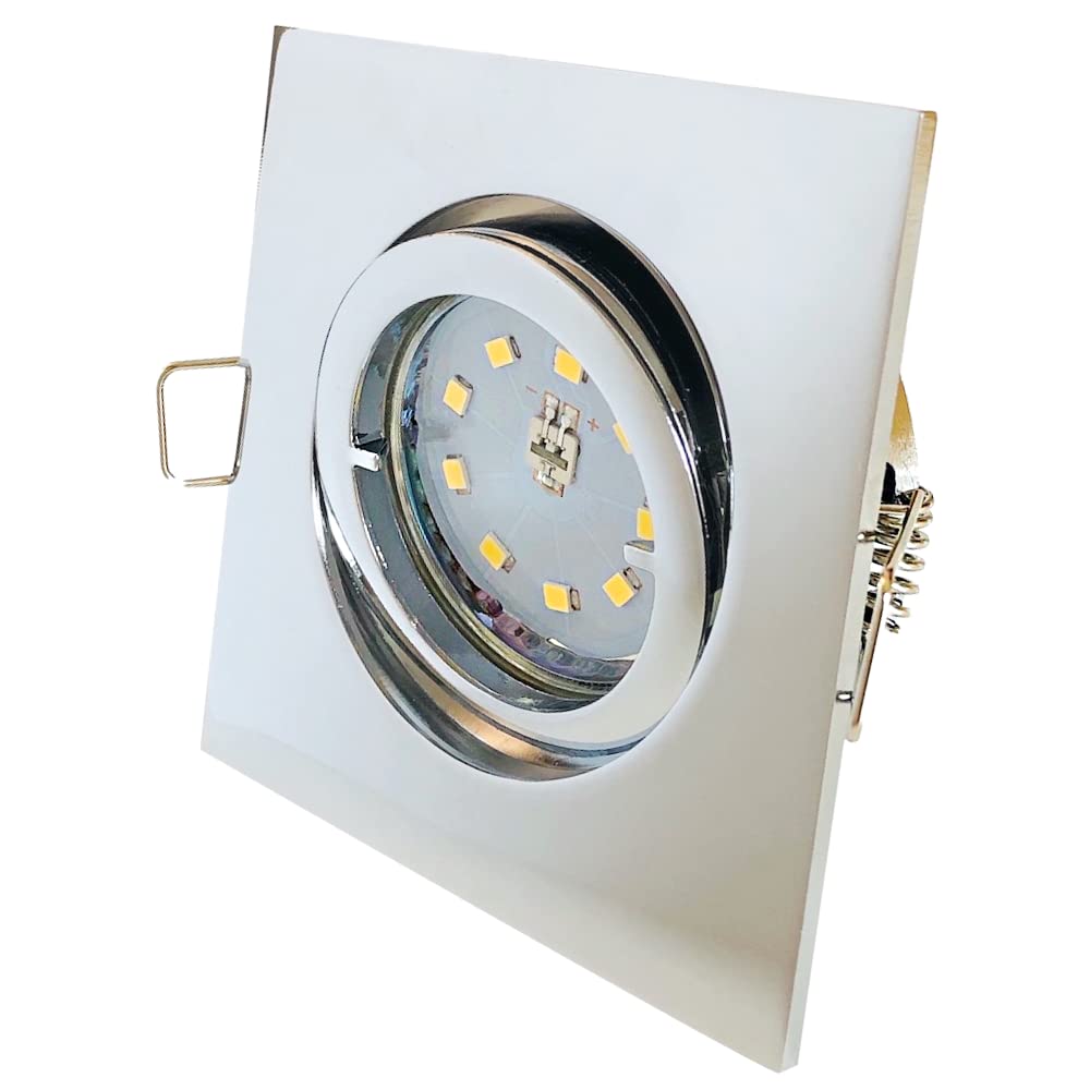 LED Decken Einbaustrahler 12V inkl. 6 x 5W SMD LM Farbe Chrom LED Einbauleuchte Laura Eckig 4000K Deckenspot