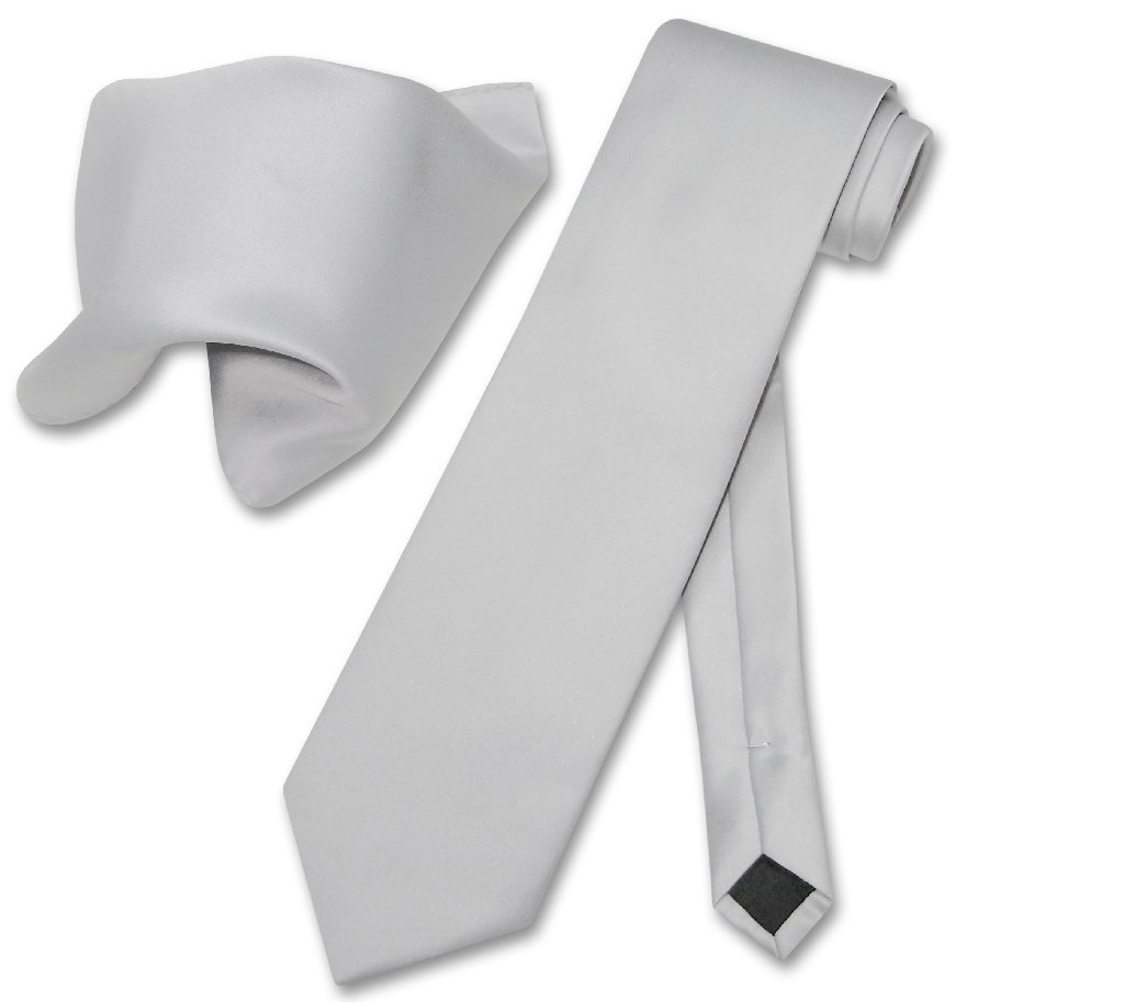 Vesuvio Napoli Solid Color NeckTie &amp; Handkerchief Pocket Square Men's Neck Tie Hanky Set