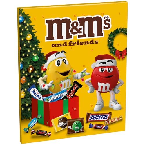 M&M'S & Friends Adventskalender mit M&M'S, Bounty, Mars, Milky Way, Snickers und Twix I 361 g Süßigkeiten zum Verschenken und für Weihnachten