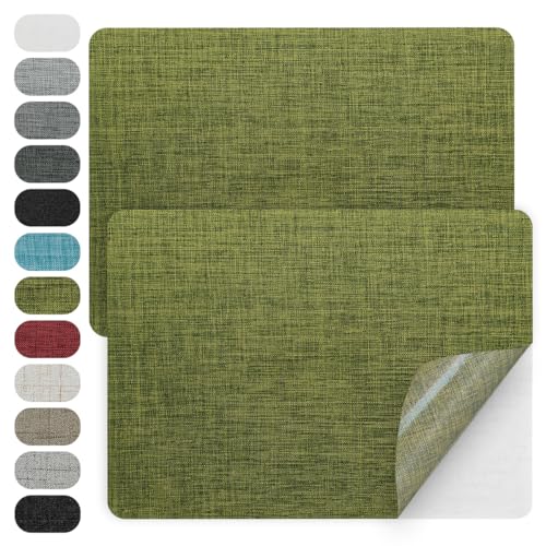 WILDREEDS 2 Pcs 8 x11 Inch Linen Repair Patches, Self-Adhesive Fabric Patch for Sofas, Couch, Furniture,Tote Bags, Car Seats (Green)