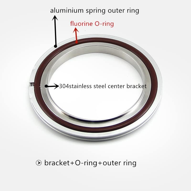 ISO Vacuum Pipe Clamp Fittings 304 Stainless Steel Center Bracket + Fluorine O Type Sealing Ring + Aluminium Spring Outer Ring - (Color: Silver, Size: ISO200)