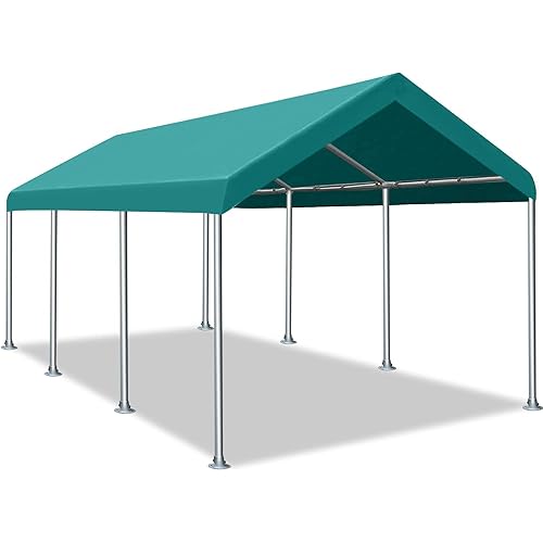 LAUREL CANYON 12x20ft Heavy Duty Carport with 8 Legs, Auto Portable Garage, Boat Shelter Tent & Market Stall Car Canopy for Party & Wedding, Green, 12x20