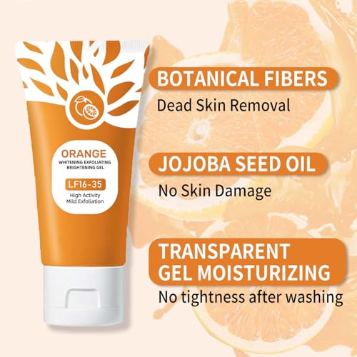 RnemiTe-amo Orange Enzymes Exfoliating Gel for Face & Body, Orange Exfoliating Gel, Moisturizer Face Body Scrub,Deep Cleansing Moisturizing Facial Exfoliator for All Skin Types (2PC, 3 Ounce)