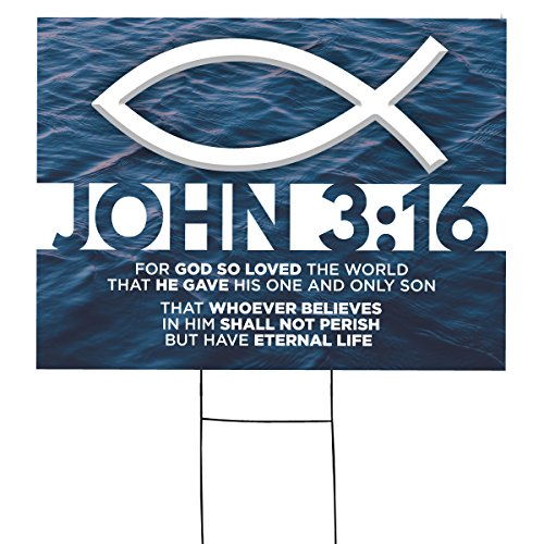 John 3:16 Yard Sign – Double-Sided Coroplast with H-Stake | UV & Fade Resistant | Share Your Faith | 18” x 24”