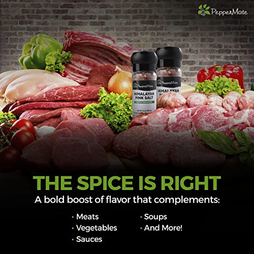 Peppermate Himalayan Pink Salt Seasoning With Grinder- Blend In Glass Grinder Container For Freshness- Gourmet Himalayan Pink Salt Spices For Bbq, Cooking, Grilling, Baking #TOP5