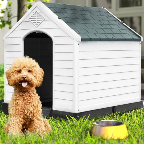 DWVO Plastic Dog House, Weatherproof Outdoor/Indoor Doghouse, Puppy Kennel with Air Vents and Elevated Floor - Image 3