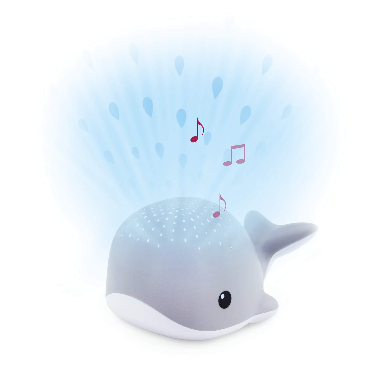 ZAZU Wally The Whale Projecteur de lumière pour bébé avec mélodies apaisantes | battements de cœur, son de l'océan ou musique de salon | Volume variable | Capteur de cri | Arrêt automatique