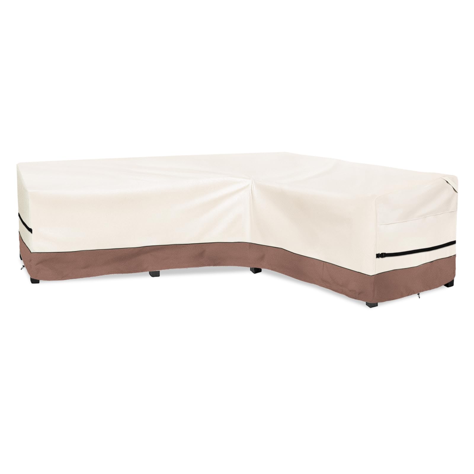 Okcool Outdoor Sectional Cover,L-Shaped Patio Furniture Covers for 6-Seater Outdoor Sectional Furniture Couch 110"(85''L) x 32''D x 31''H, Beige &amp; Brown