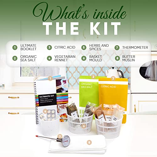 The Ultimate Cheese Making Kit | Make 10 Easy Vegetarian And Gluten-Free Cheeses For All Occasions | Fast, Fresh Homemade Cheese | Includes A Recipe Book And Ingredients, 32Oz #TOP2