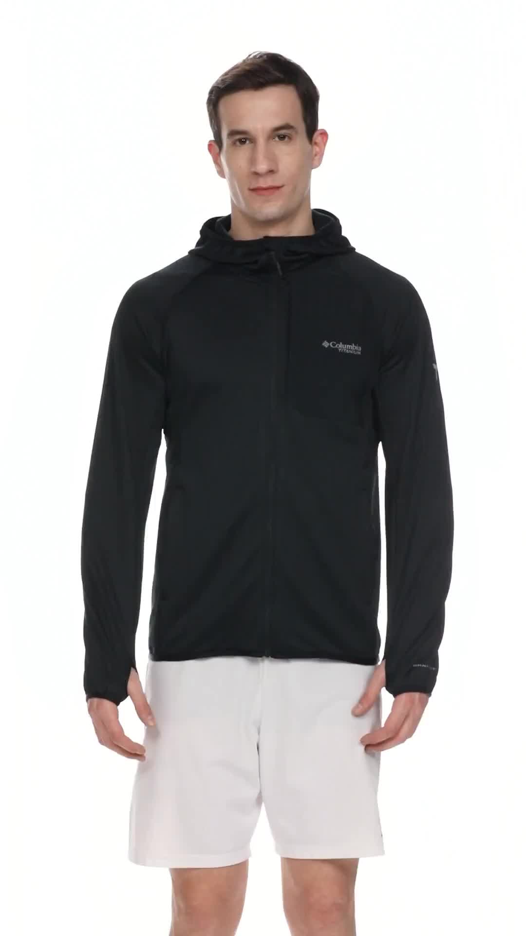 Columbia Men Black Omni Wick Triple Canyon Grid Fleece Hooded Full