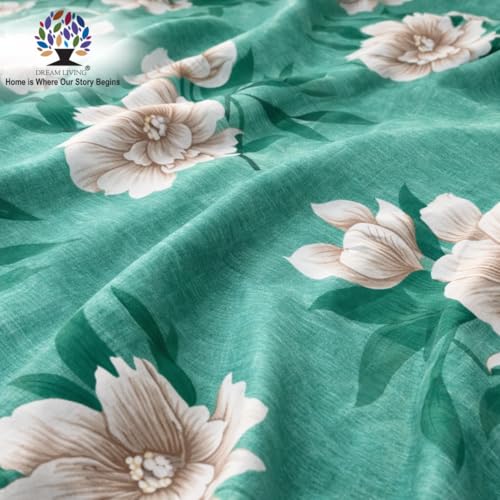 Image of Dream Living Printed Double Bedsheet with 2 Pillow Covers |110 GSM | 220x240 Cm | Teal