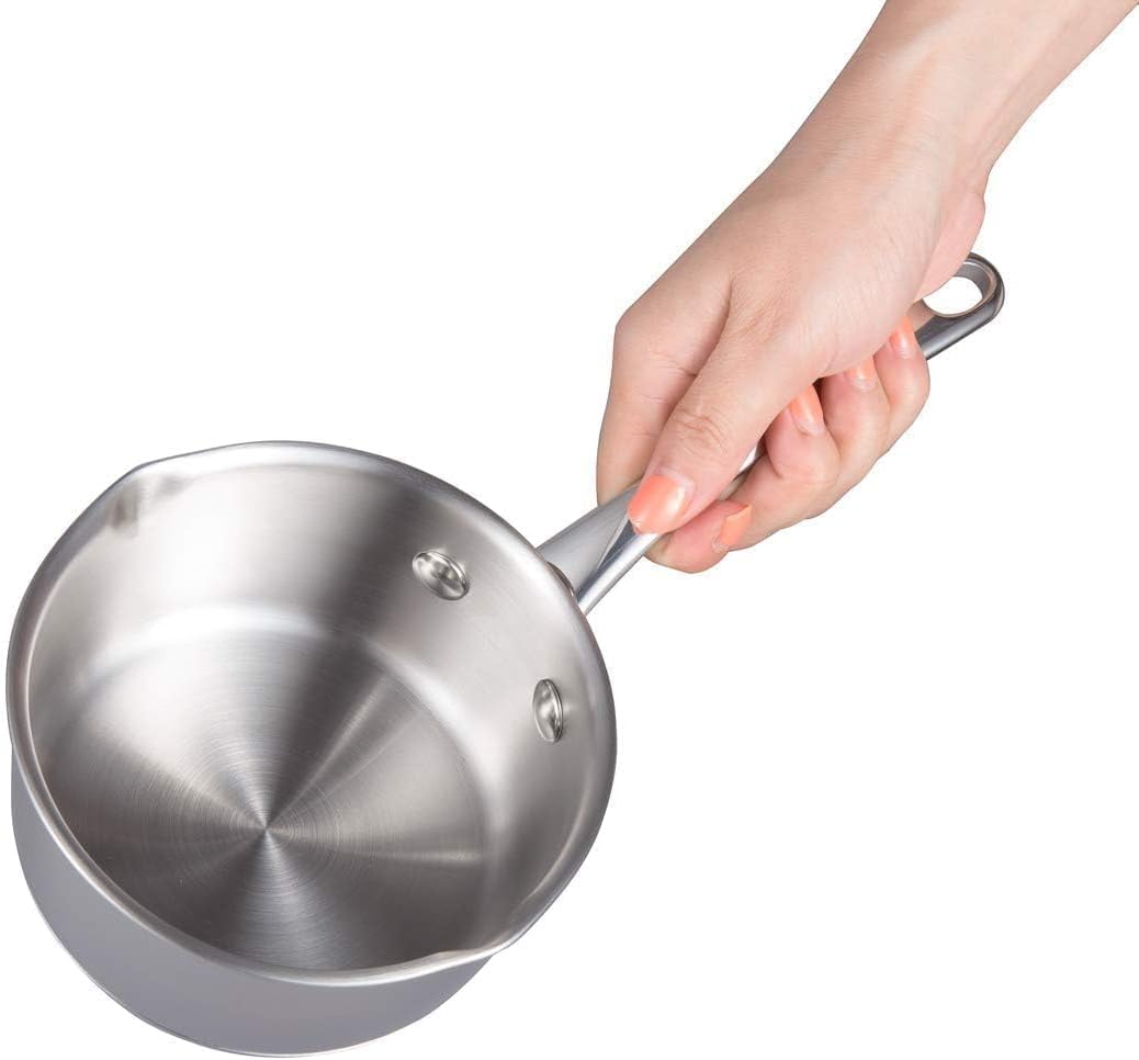 IMEEA Butter Melting Pot Butter Warmer 18/10 Tri-Ply Stainless Steel Saucepan with Dual Pour Spouts, 0.5-Quart, Silver - Image 6