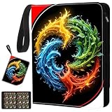 9-Pockets Card Binder - Can hold 900 Cards with 50 Removable Sleeves, HD Digital Print 3-Ring Zipper Sports Book Compatible with TCG, MTG Cards, Trading Card Collector Album, Gifts for Boys and Girls