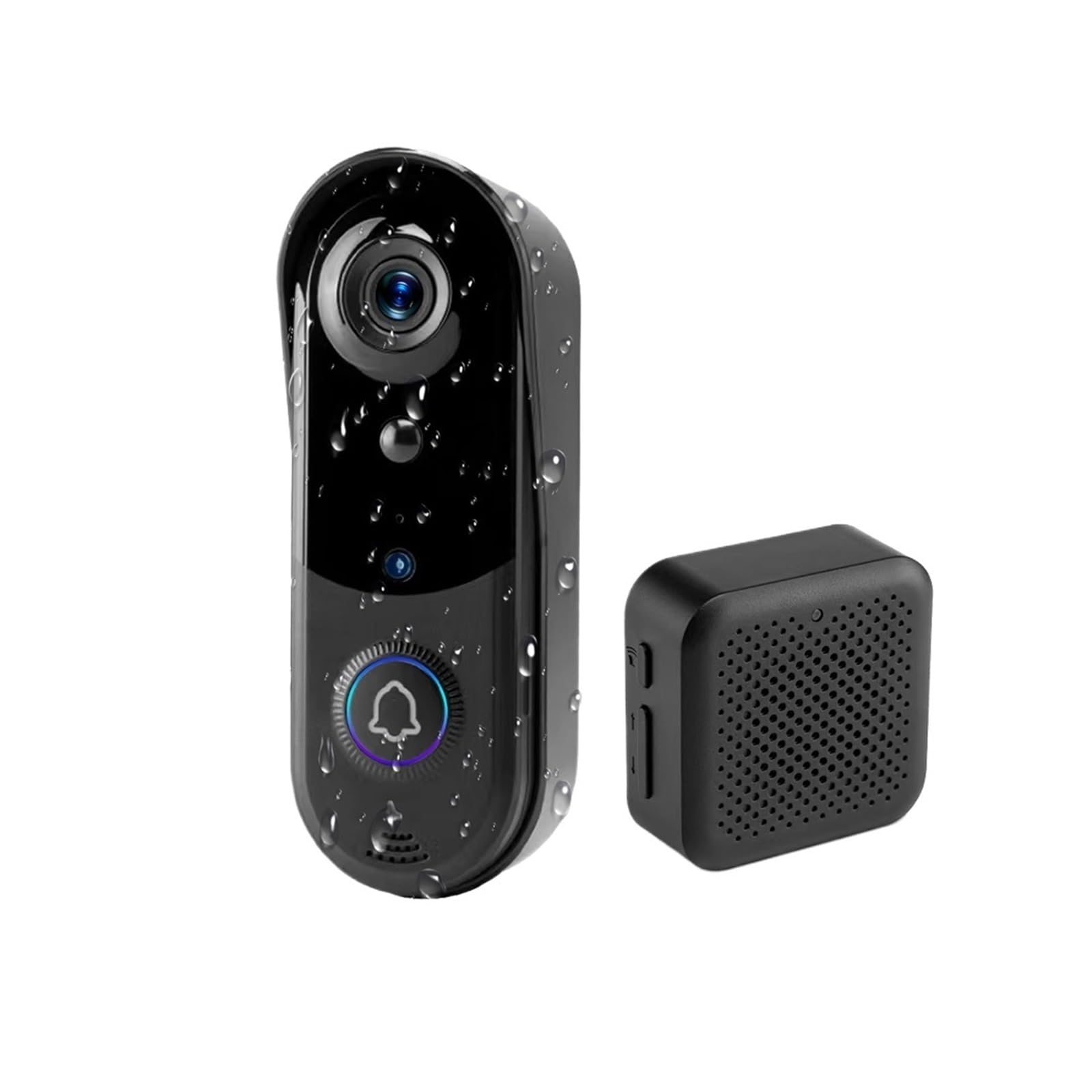 Sonnette vidéo et audio HD 1080p avec capteur IP65 étanche pour surveillance entrée