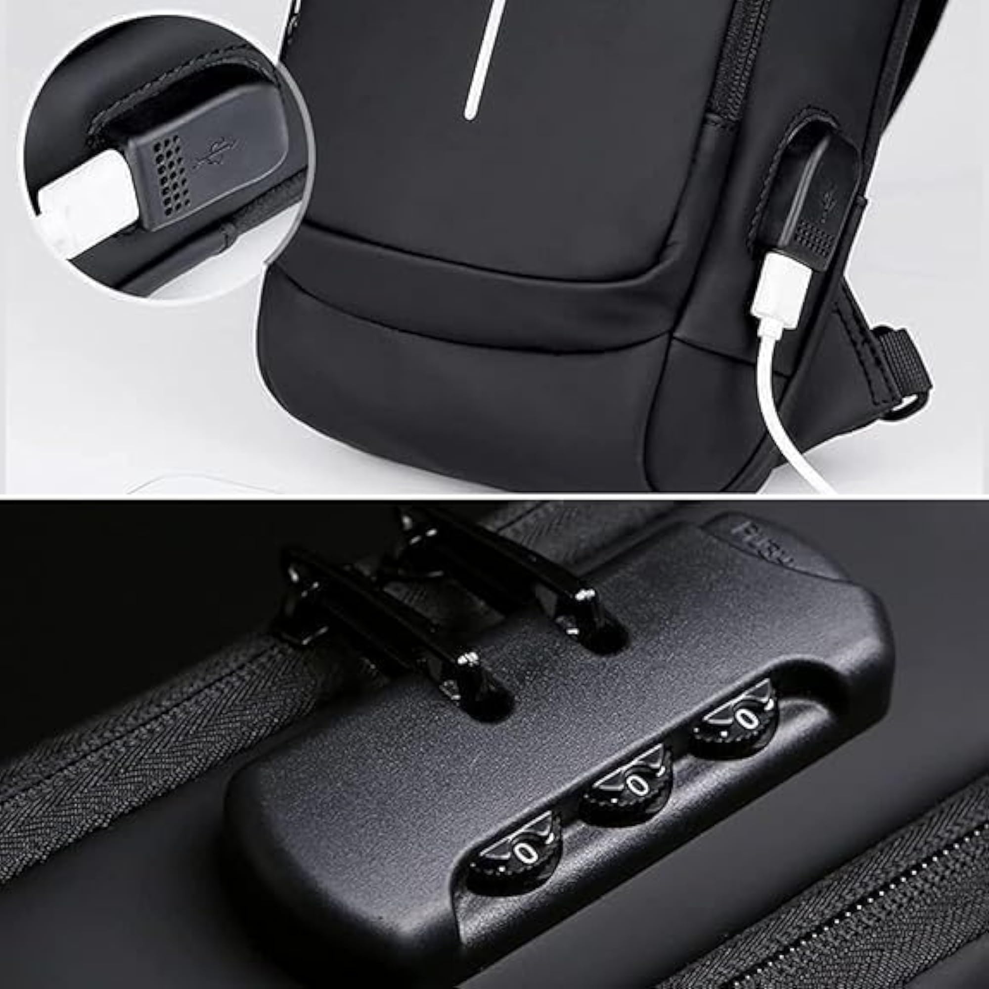 Anti-Theft USB Sling Bag, Waterproof Crossbody Chest Bag