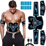 Duang Estimulador Muscular EMS Entrenador deAbdominales Entrenamiento Físico Equipos Toner -USB Recargable Ultimate Stimulator 12PCS Gel de Repuesto Equipo de Entrenamiento Hombresy Mujeres