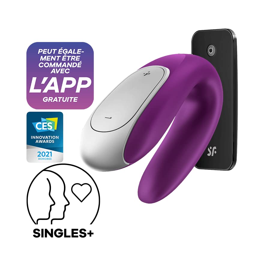 Satisfyer Double Fun Connect App vibromasseur connecté étanche violet 9,5 cm