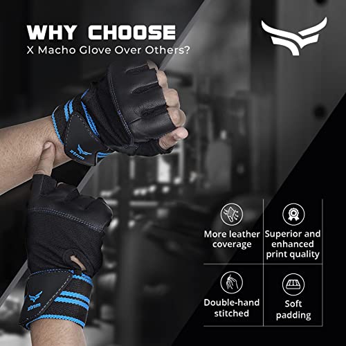 Image of XTRIM Gym Gloves for Men and Women, Gloves for Professional Weightlifting, Fitness Training and Workout (XL (Fits 8.5-9.5 inches), Blue)