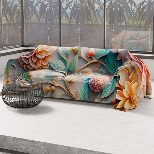 PETTI Artigiani Italiani - Telo Arredo in Microfibra, Copritutto, Copridivano 220x270 cm, Fantasia Floreale 05 11 | Telo Protettivo Lavabile, Copriletto e Copritavolo Multiuso per Divani - Immagine 1