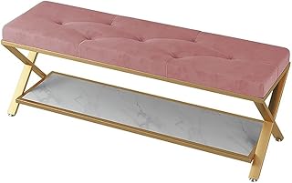 XIAGJAO Banco de almacenamiento para zapatos, banco de entrada para pasillo, puerta delantera, puerta, sala de estar, vestíbulo, marco de hierro (tamaño: 120 cm, color: rosa)