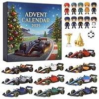 Formula Racing Advent Calendar 2025, 24 Die-cast Grand Prix Cars with Driver Figures, Racing Countdown Christmas Calendar Gift for Car Enthusiast (A)